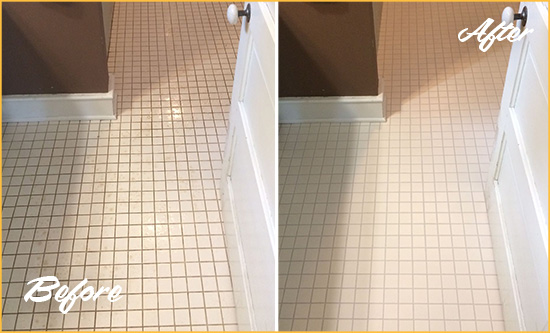 Before and After Picture of a Wheat Ridge Bathroom Floor Sealed to Protect Against Liquids and Foot Traffic