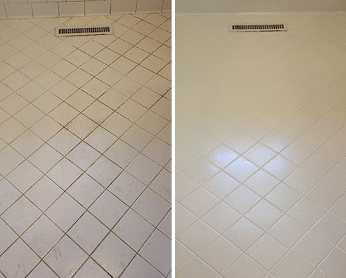 Floor Before and After a Grout Cleaning in Westminster, CO