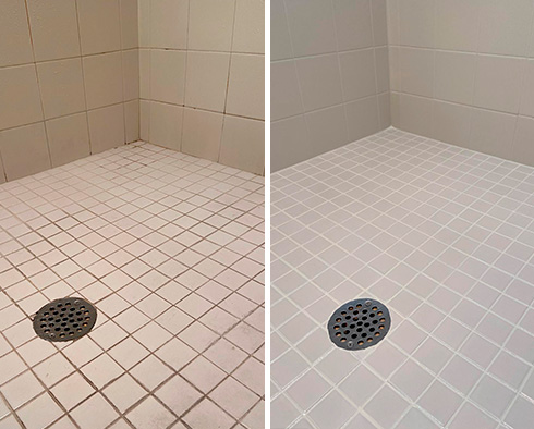 Ceramic Tile Shower Before and After a Tile Sealing in Westminster