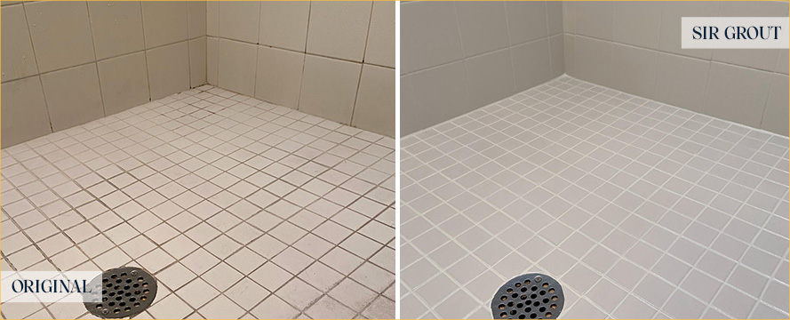 Ceramic Tile Shower Before and After a Tile Sealing in Westminster